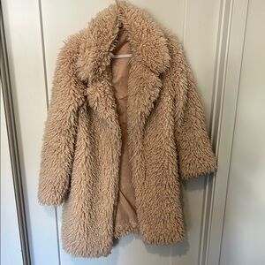 Women's Tan Faux Fur Coat